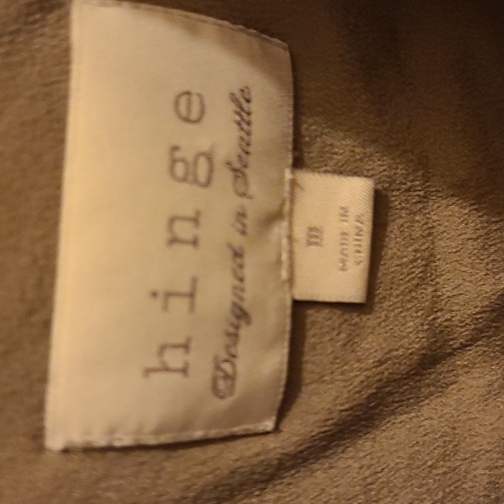 Hinge Designed In Seattle Olive Green 100 Silk Jacket Gem